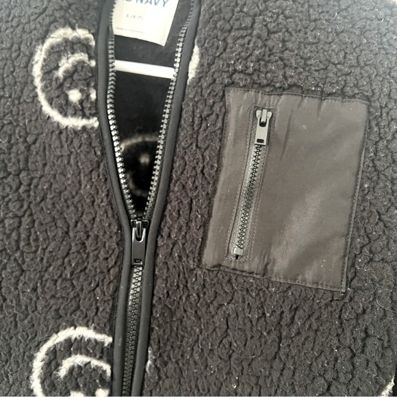 Old Navy Small (6-7) Cozy Sherpa Fleece Smiley Face All Over Print Zip Jacket - Picture 2 of 8